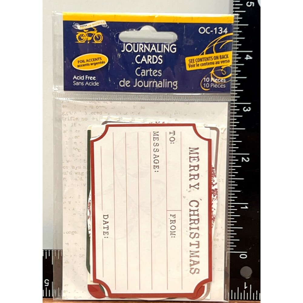 Little Yellow Bicycle Journaling Cards 10Pack With Foil Accents Christmas OC-134